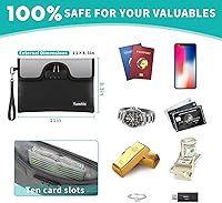 Vista 5 de Bolsa de dinero ignífuga de 5200°F con cerradura, bolsa de documentos ignífuga al agua con cremallera, 8 capas de aislamiento contra incendios