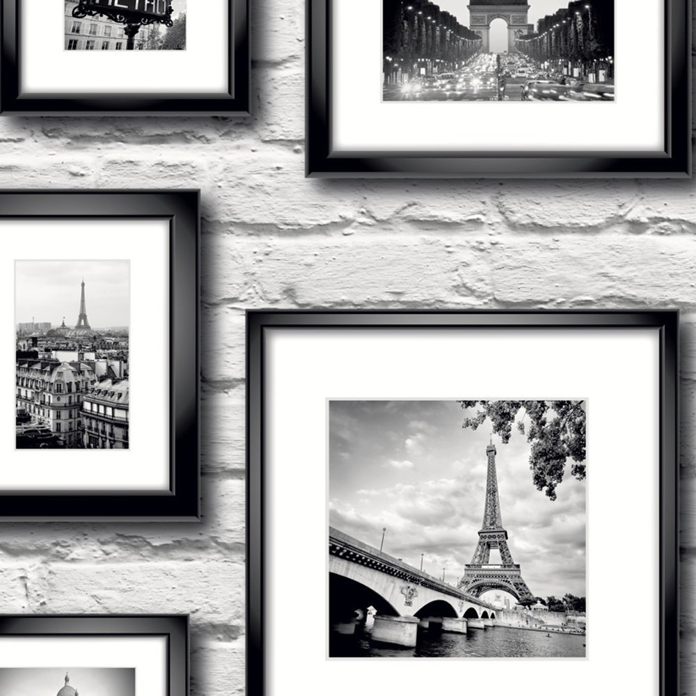 Manhattan Frames Wallpaper Muriva New York Black White Yellow Taxi Brick 5060233003143