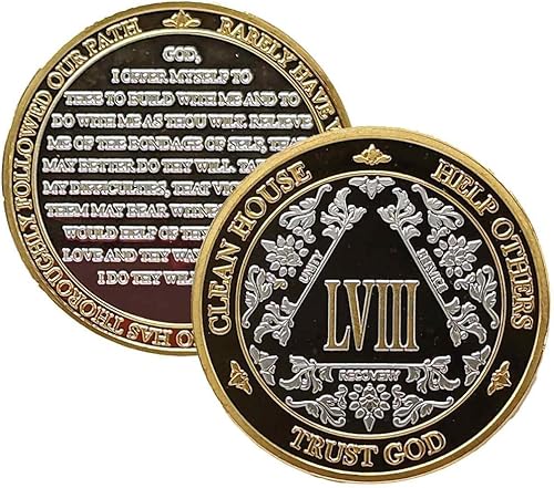 Miniatura 35 de Medallón anónimo de Alcohólicos Anónimos de Plata y Oro 1-60 años (20 años (XX)) Cápsula de Moneda AA Incluida