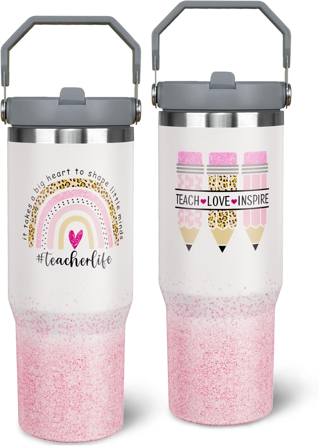 30oz Teacher Tumbler with Handle, Teacher's Day Water Bottle Cup, Birthday,Christmas,Graduation Gifts for Teachers