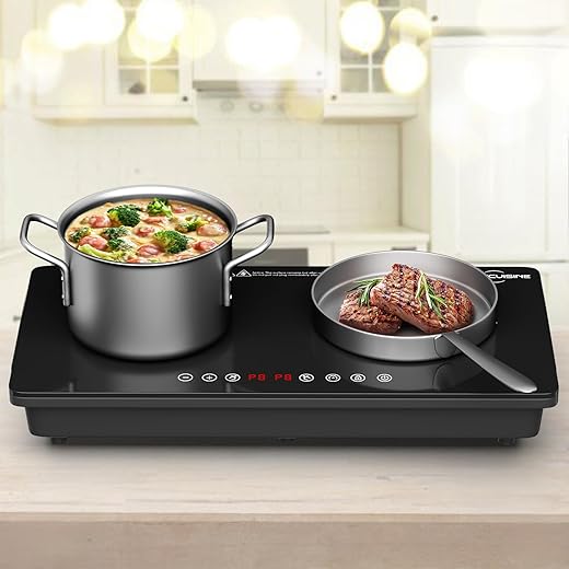 Portable Double Induction Cooktop 1800W, With Sensor Touch 9 Power Levels, Independent Control, 99 Min Timer, Child lock