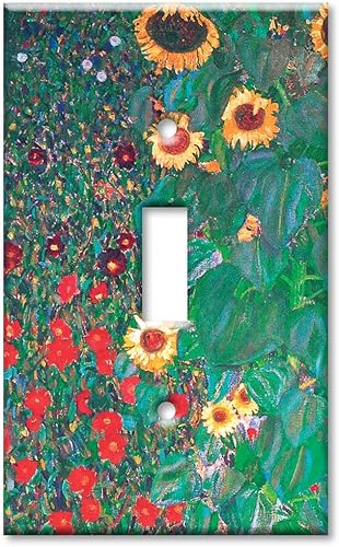 Vista 4 de Art Plates - Placa de interruptor basculante de una sola banda - Placa decorativa de pared de metal de gran tamaño - Klimt: girasoles