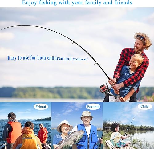 Miniatura 5 de Combo de caña de pescar y carrete, 2 piezas de 6.9 ft6.89 pies, juego combinado de caña de pescar telescópica de fibra de carbono con carretes