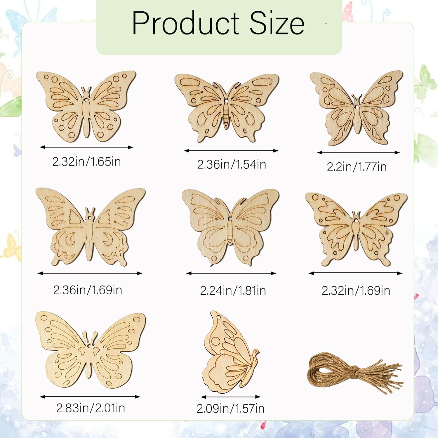 24 Pcs Butterfly Wooden Crafts Butterflies for Crafts Unfinished Wooden Butterfly Cutouts for DIY Painting Scrapbooking Wedding Home Hanging Decor and Party Embellishments image 2