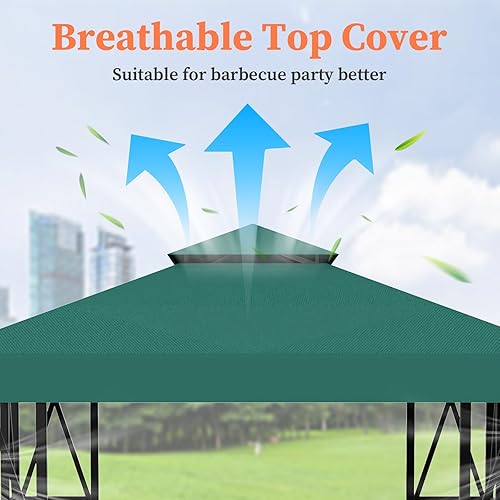 Miniatura 3 de Toldo de repuesto para toldo, para exteriores, cubierta de toldo de doble nivel, 10 x 10 pies (verde)