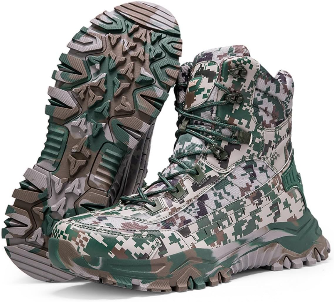 Men's Lightweight Tactical Combat Boots with Side Zipper & Slip-Resistant Sole