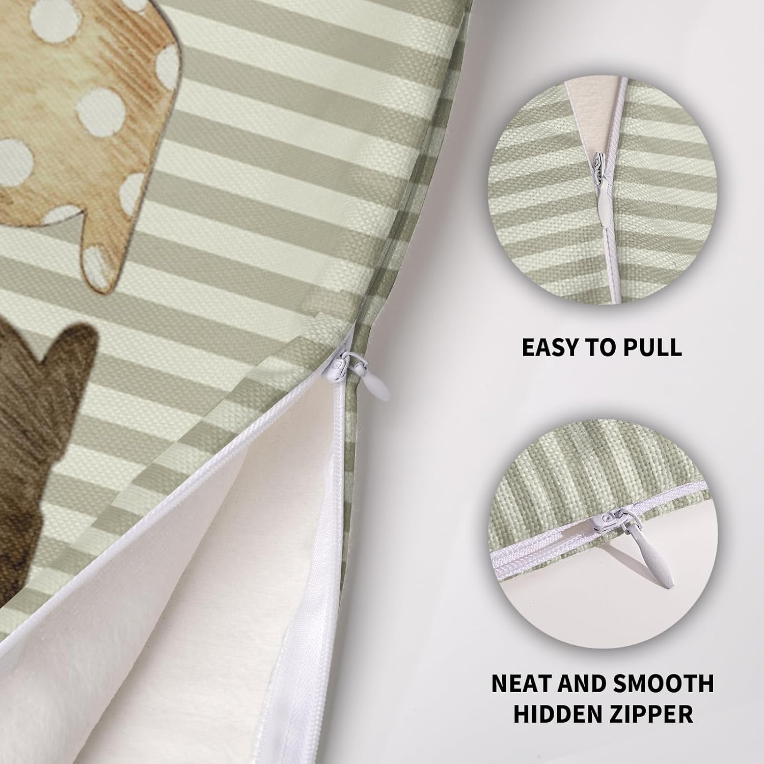 Easter Bunny Pillow Covers 24x24 Inch Set of 2 Brown Rabbit Polka Dot Striped Print Spring Holiday Decorative Throw Pillowcases Outdoor Seasonal Farmhouse Cushion Cases Decor for Sofa Couch Bed