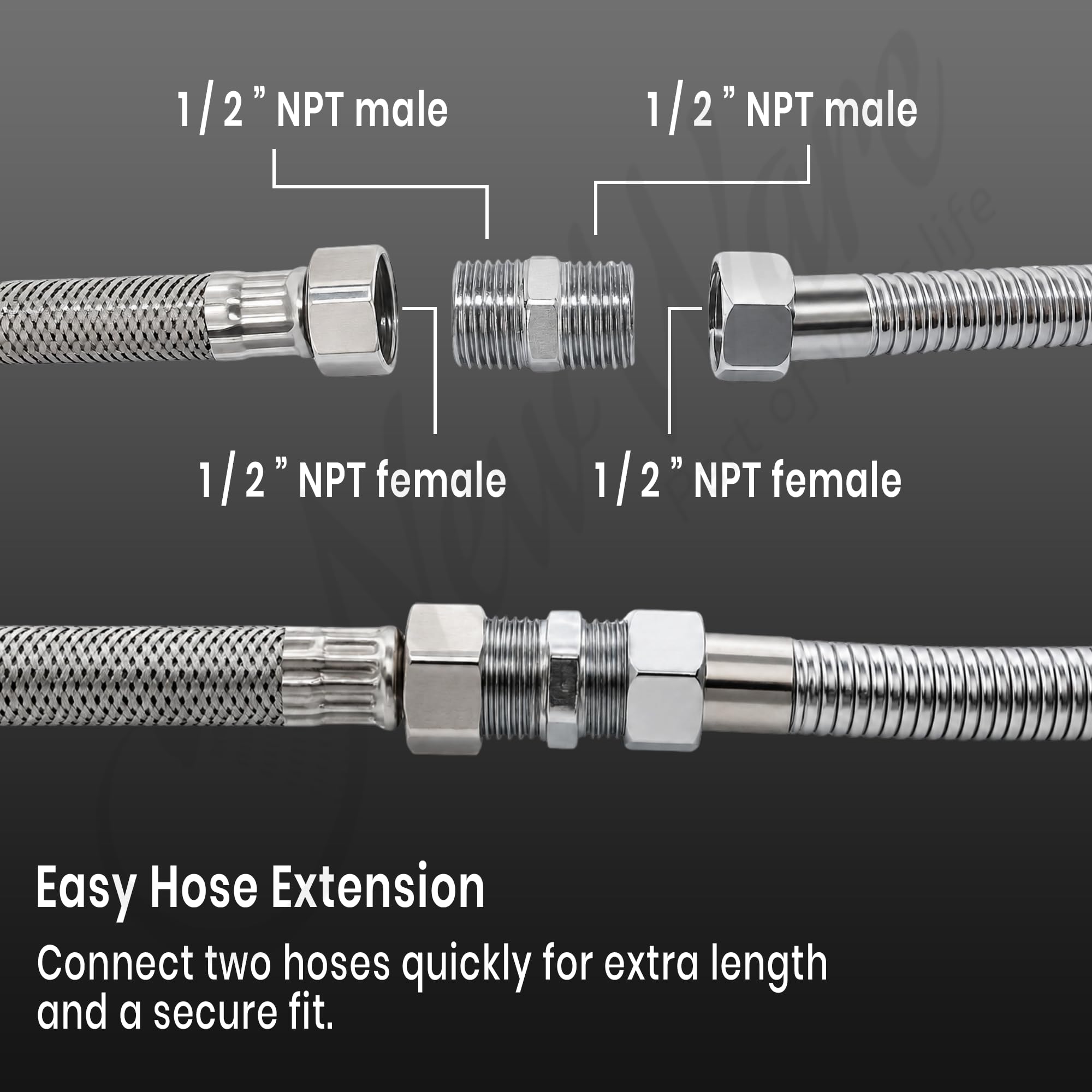 NEW WARE® CP Hex Nipple 1/2 Inch x 1/2 Inch | Stainless Steel Male Thread Pipe Connector Fitting | Hexagonal Plumbing Nipple for Water Pipe, Faucet & Fitting Connection | Pack of 3 | Rust Resistant 2