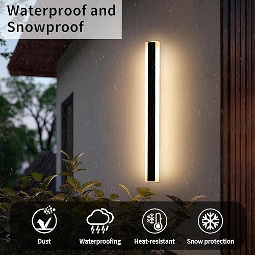 Vista 92 de Apliques de pared para exteriores de 47 pulgadas, regulables de 3000 K-6000 K, luces de pared larga para exteriores, IP65 impermeable, moderna