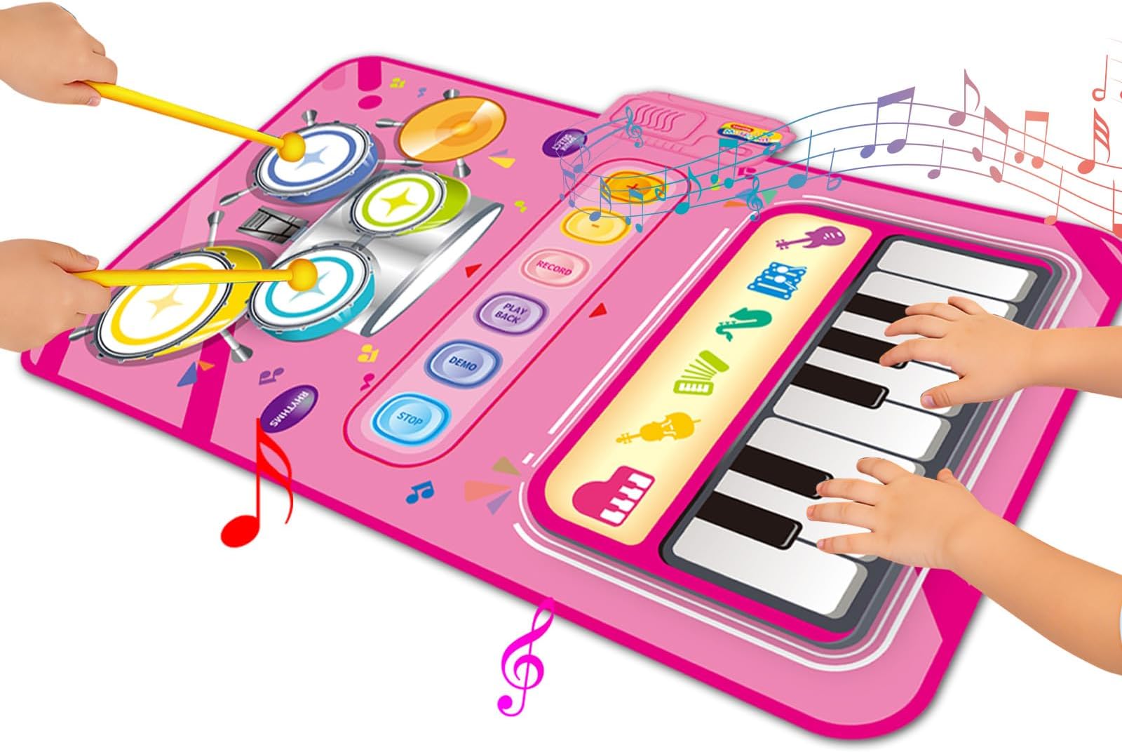 Toys for 1 Year Old Girl Gift,2 in 1 Piano Mat Montessori Toys for 1 2 Year Old Girl,Educational Musical Toy First Birthday Gifts for 1 2 3 Year Olds Girls,Christmas Stocking Stuffers for Toddler
