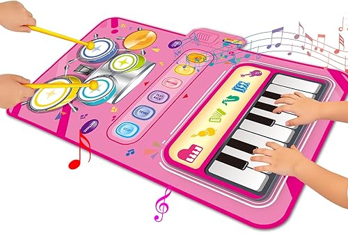 Juguetes para niñas de 1 año, tapete de piano 2 en 1, juguetes Montessori para niñas de 1 a 2 años, juguete musical educativo para el primer