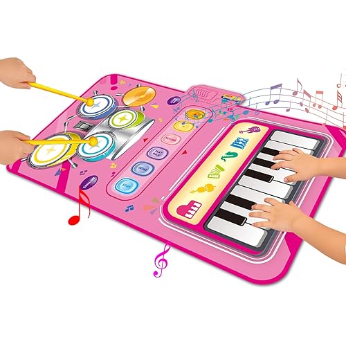 Toys for 1 Year Old Girl Gifts,2 in 1 Piano Mat Montessori Toys for 1 2 Year Old Girl,Educational Musical Toy First Birthday Gifts for 1 2 3 Year Olds Girls,Christmas Stocking Stuffers for Toddler