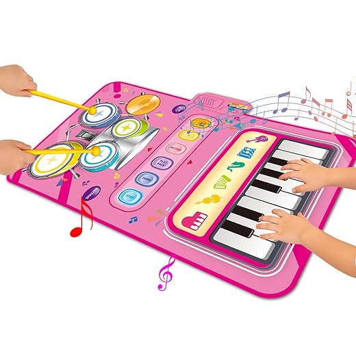 Toys for 1 Year Old Girl Gifts,2 in 1 Piano Mat Montessori Toys for 1 2 Year Old Girl,Educational Musical Toy First Birthday Gifts for 1 2 3 Year Old Girls,Christmas Stocking Stuffers for Toddler Girl
