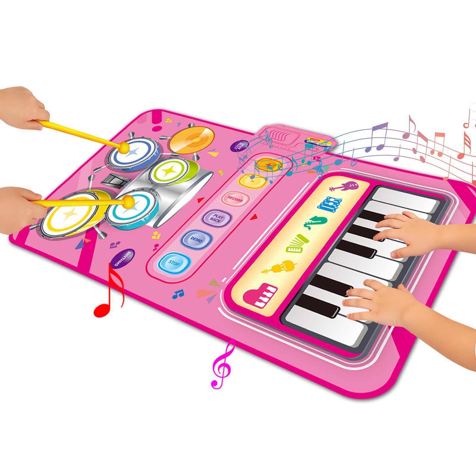 Toys for 1 Year Old Girl Gifts,2 in 1 Piano Mat Montessori Toys for 1 2 Year Old Girl,Educational Musical Toy First Birthday Gifts for 1 2 3 Year Olds Girls,Christmas Stocking Stuffers for Toddler