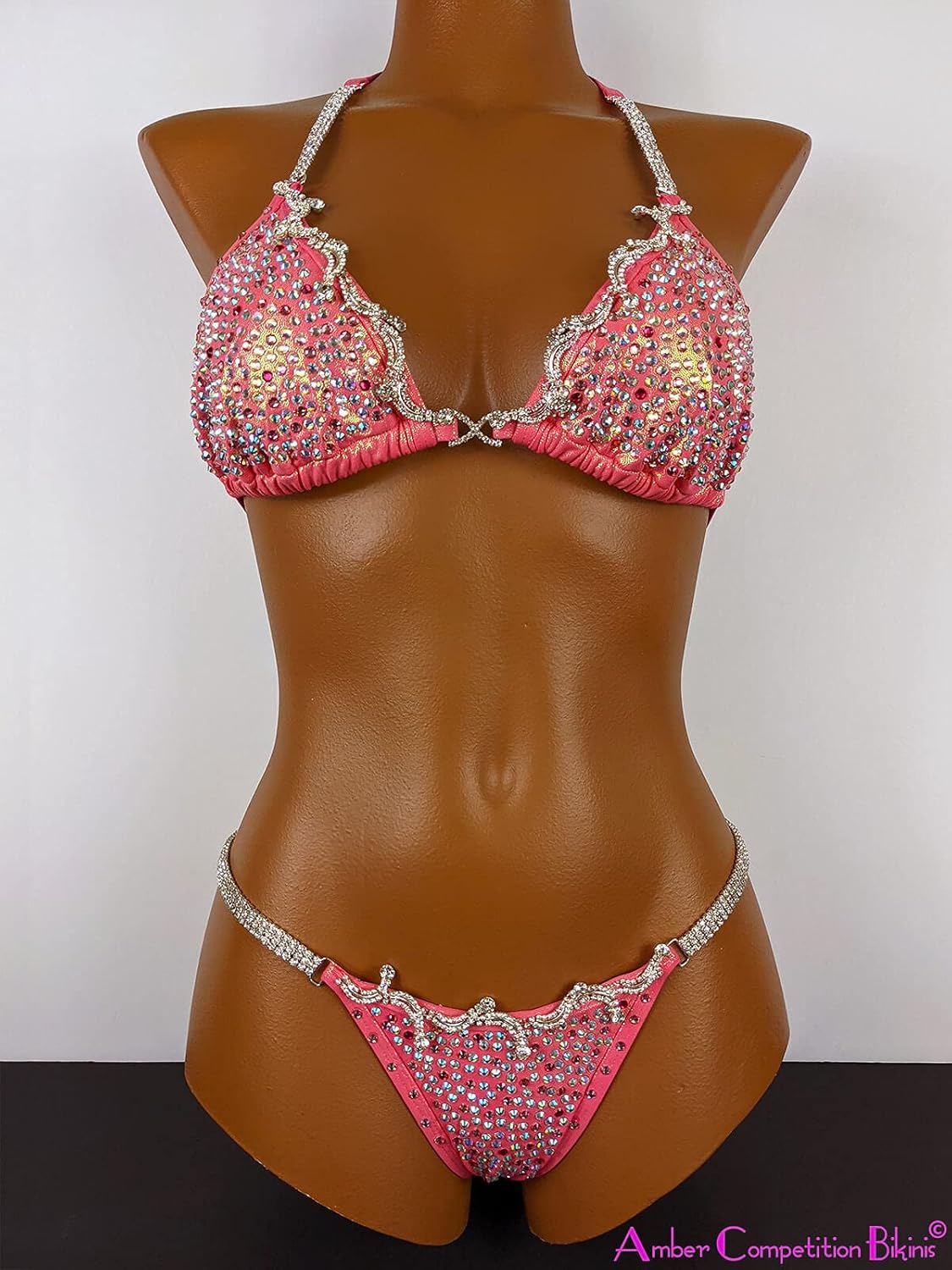 New, Never Worn Crystal Fitness Competition Bikini Suit- Goddess Design 2 Colors Pink