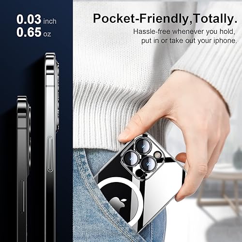 Miniatura 6 de Purluct Funda magnética delgada diseñada para iPhone 13 Pro Max compatible con MagSafe, funda rígida de acabado fino no amarillenta funda de ajuste