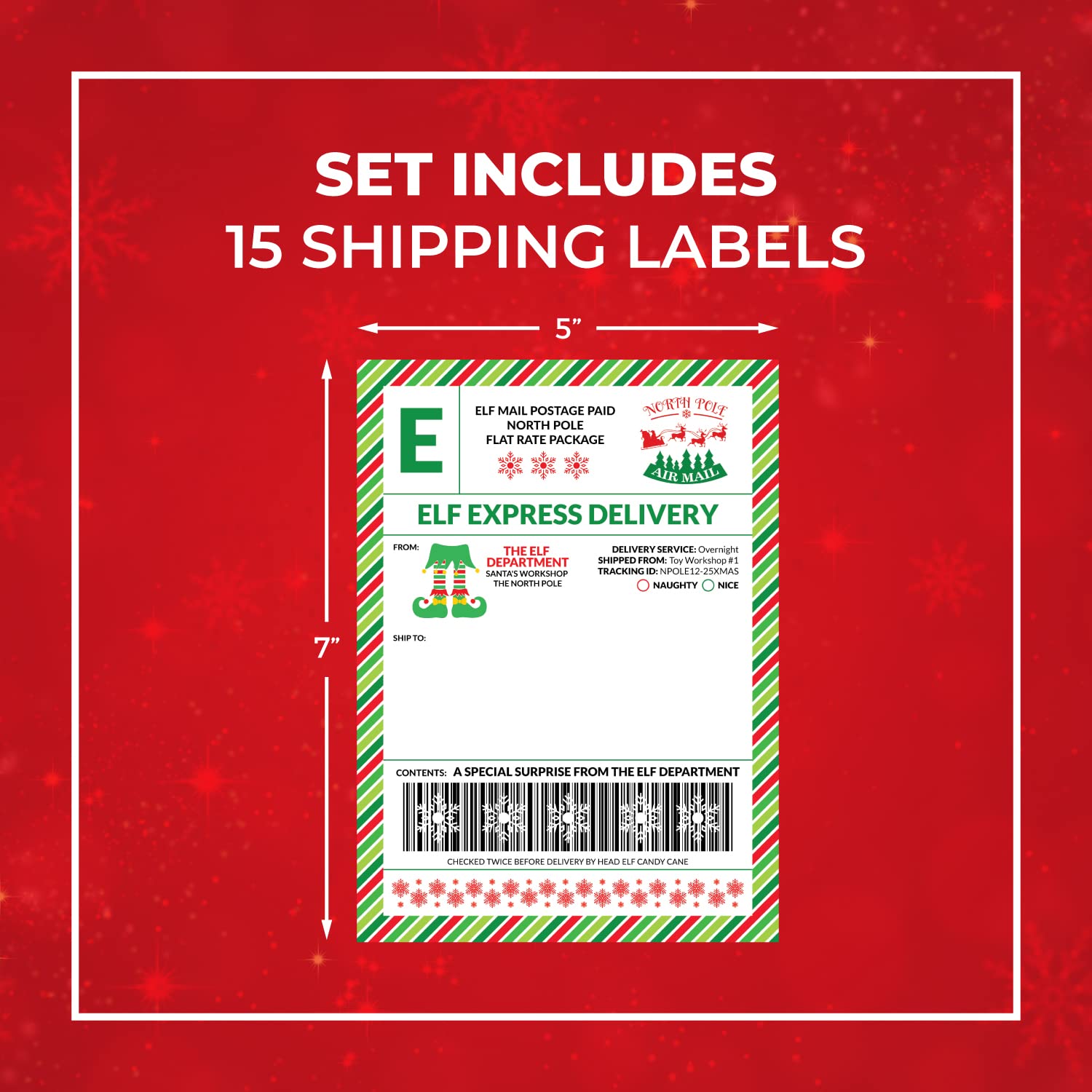amazon-com-15-elf-express-delivery-mail-shipping-labels-from-the-north-pole-gift-tag-5-x-7-early-of-late-arrival-package-or-surprise-gift-from-santa-clause-fun-magical-holiday-tradition for Free Printable Elf Shipping Label Amazon.com: 15 Elf Express Delivery Mail Shipping Labels from The North Pole Gift Tag 5 x 7