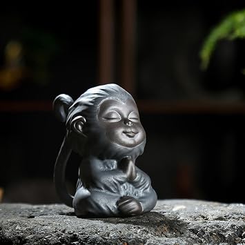 Baby Monkey King Statue, Black Purple Sand Sun Wukong Figure, Chinese Buddha Monk Statue, Home Office Car Bonsai Decoration Supplies