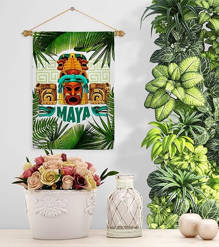 Miniatura 11 de Maya - Juego de banderas de jardín con clavija de madera, regional, México, Estados Unidos, México, país, área particular, decoración de casa,