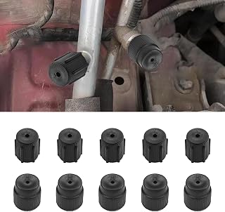 HHZL AC Valve Port Cap for Car Air Conditioning Service System, 0.5" Low Pressure and 0.6" High Pressure A/C Charging Port Caps Kit, ABS Leak-Proof Sealed Valve Core Cover for AC Repair Parts（10PCS）