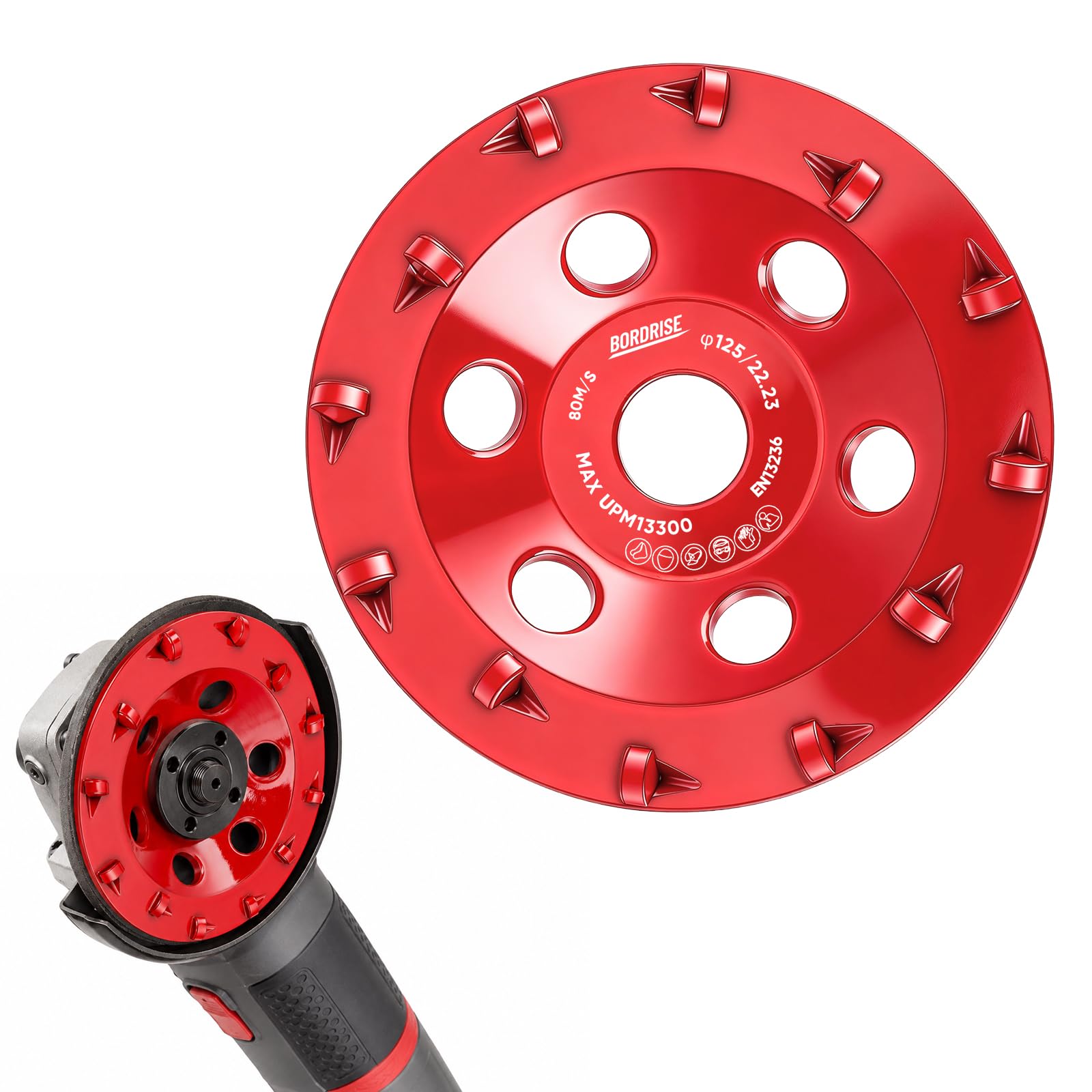 PCD Disque abrasif diamanté 125 mm avec disque abrasif à 12 segments pour béton, revêtements en résine époxy, revêtements de couleur, meuleuse d'angle