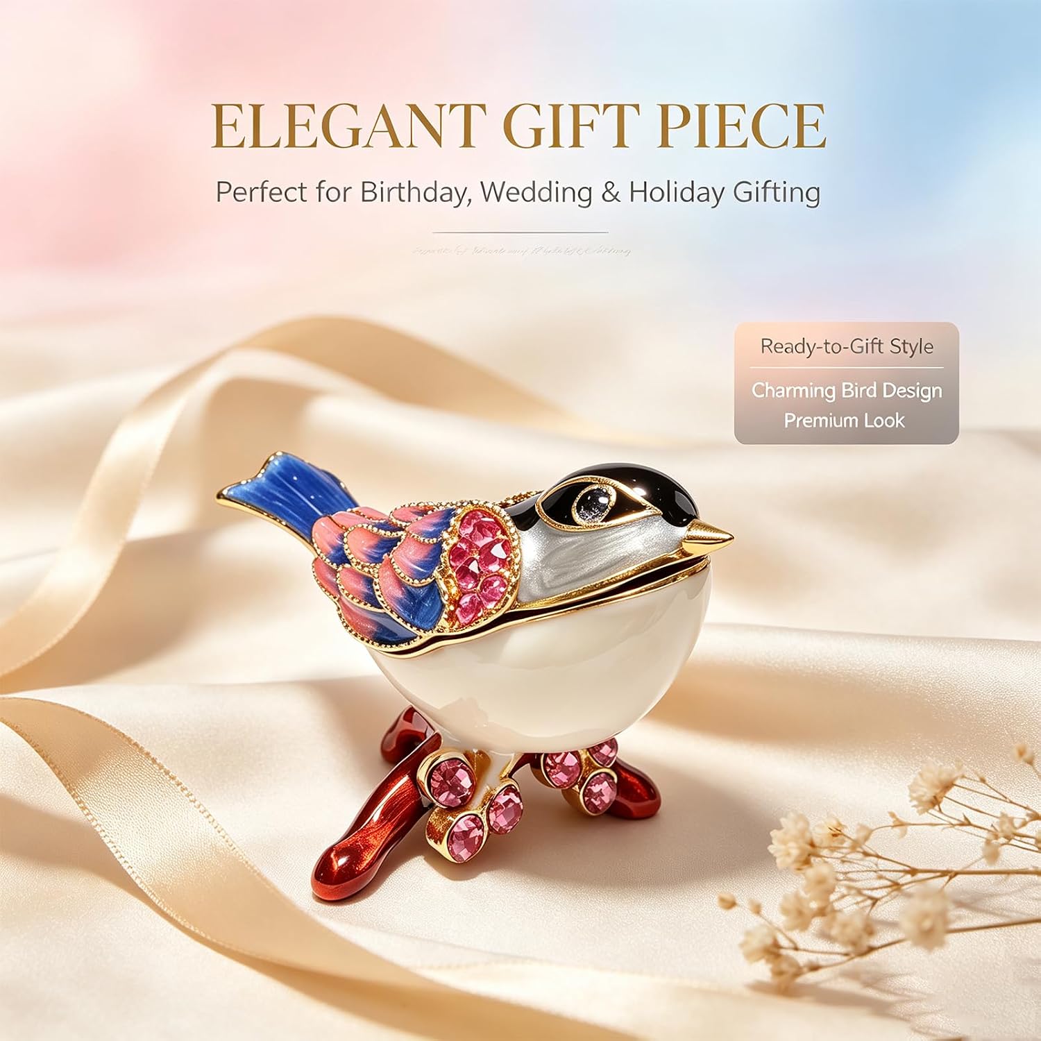 Robin Bird Jewelry Trinket Boxes Bird Figurines Home Decor Organizer image 3