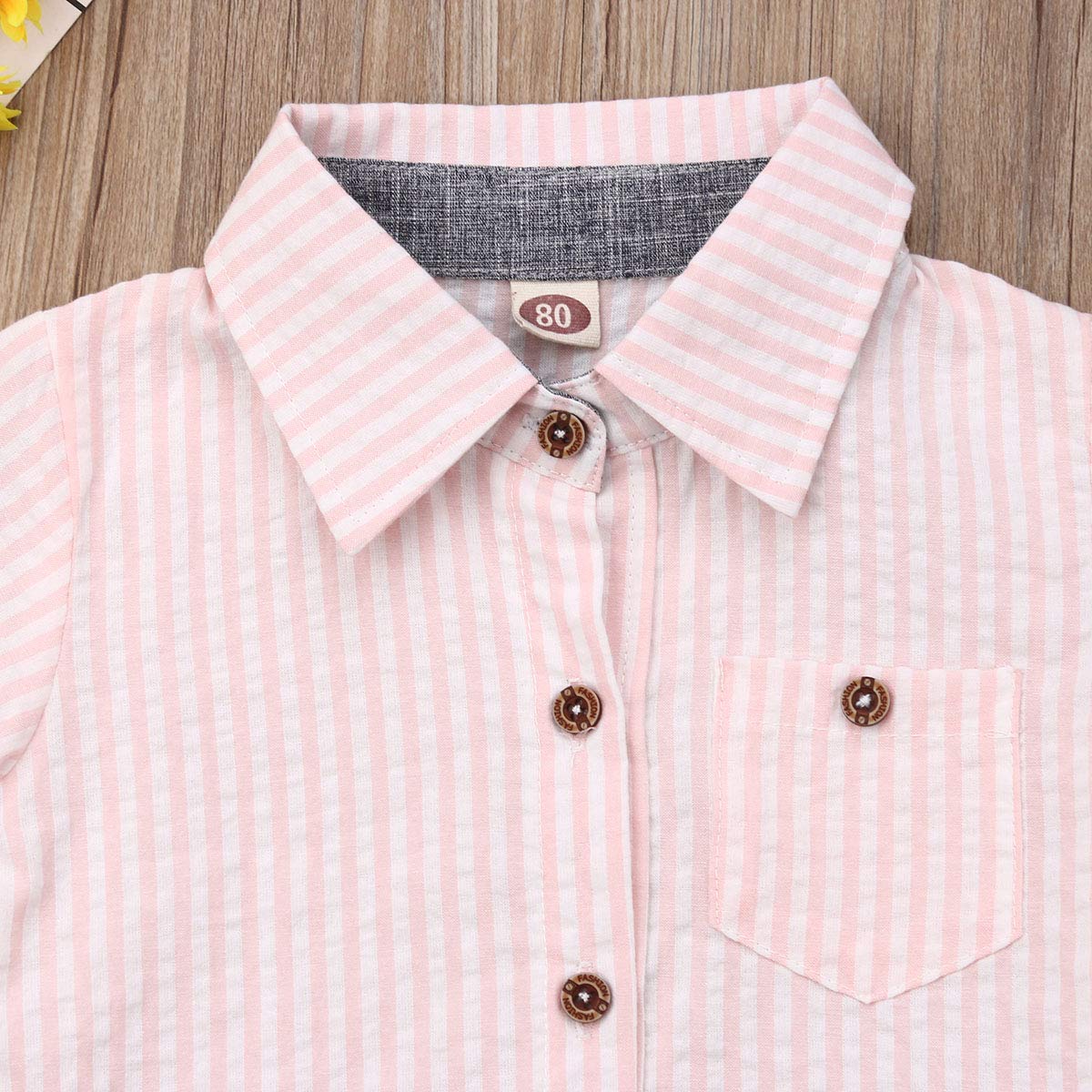 Bagilaanoe Toddler Baby Boy Gentleman Outfit Short Sleeve Striped Tops Shirts+Shorts Pants 2pcs Summer Clothes Playwear Set (Pink+Gray, 18-24 Months)