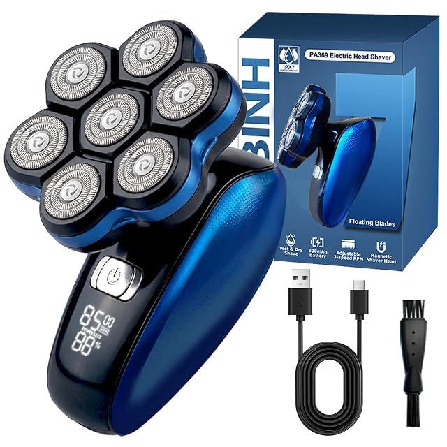 Head Shavers for Bald Men - Magnetic 7D Detachable Head Shaver 100 Waterproof Wet Dry Rechargeable Cordless Electric