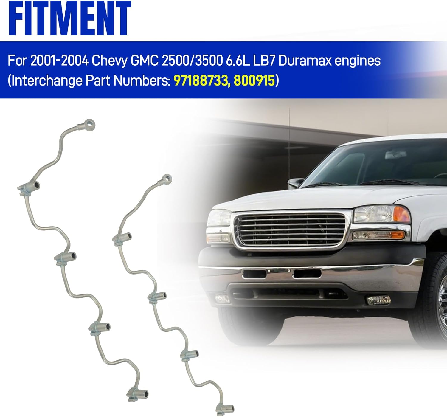 Motoparty Fuel Return Line for 2001-2004 Chevy GMC 2500/3500 6.6L LB7 Duramax Engines 97188733 800915
