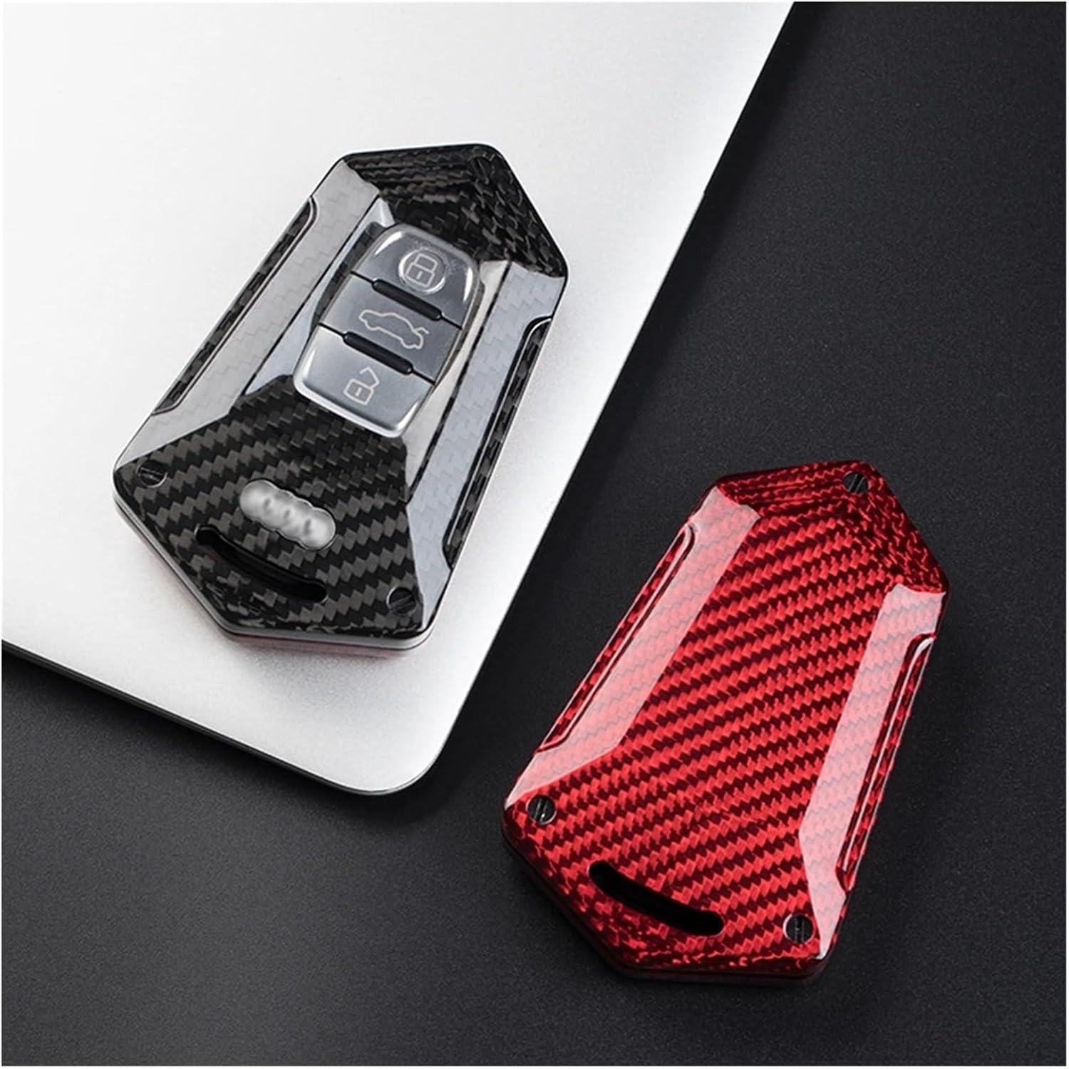 Auto Remote Smart Key Fob Shell Cover Case Cap Compatible with Audi A1 S8 A3 A4 A5 A6 A7 A8 S5 S7 RS TT Q8 Q2 Q3 Q5 Q7 R8 Quattro(Silver-Black)