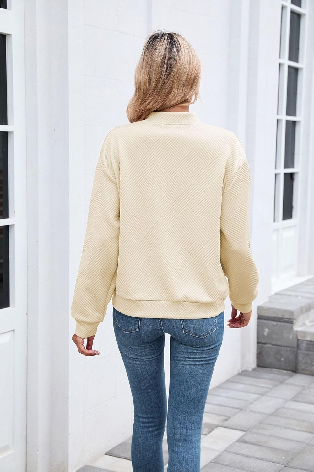 Womens Bomber Jacket Zip Up Textured Casual Lightweight Trendy Outerwear 2026 Spring Varsity Jackets - Image 2