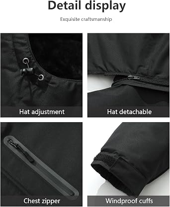 Men's Mountain Ski Jacket Warm Winter Snow Coat Waterproof Snowboarding Jacket Outdoor Windbreaker Hooded for Hiking