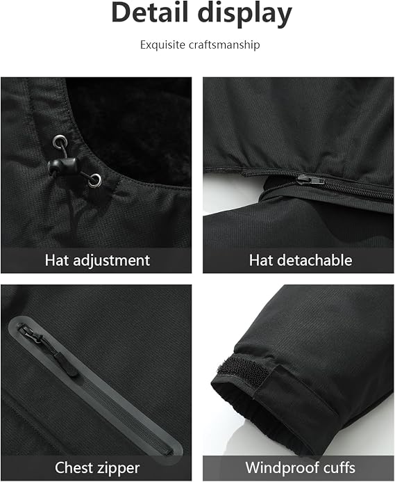 Men's Mountain Ski Jacket Warm Winter Snow Coat Waterproof Snowboarding Jacket Outdoor Windbreaker Hooded for Hiking