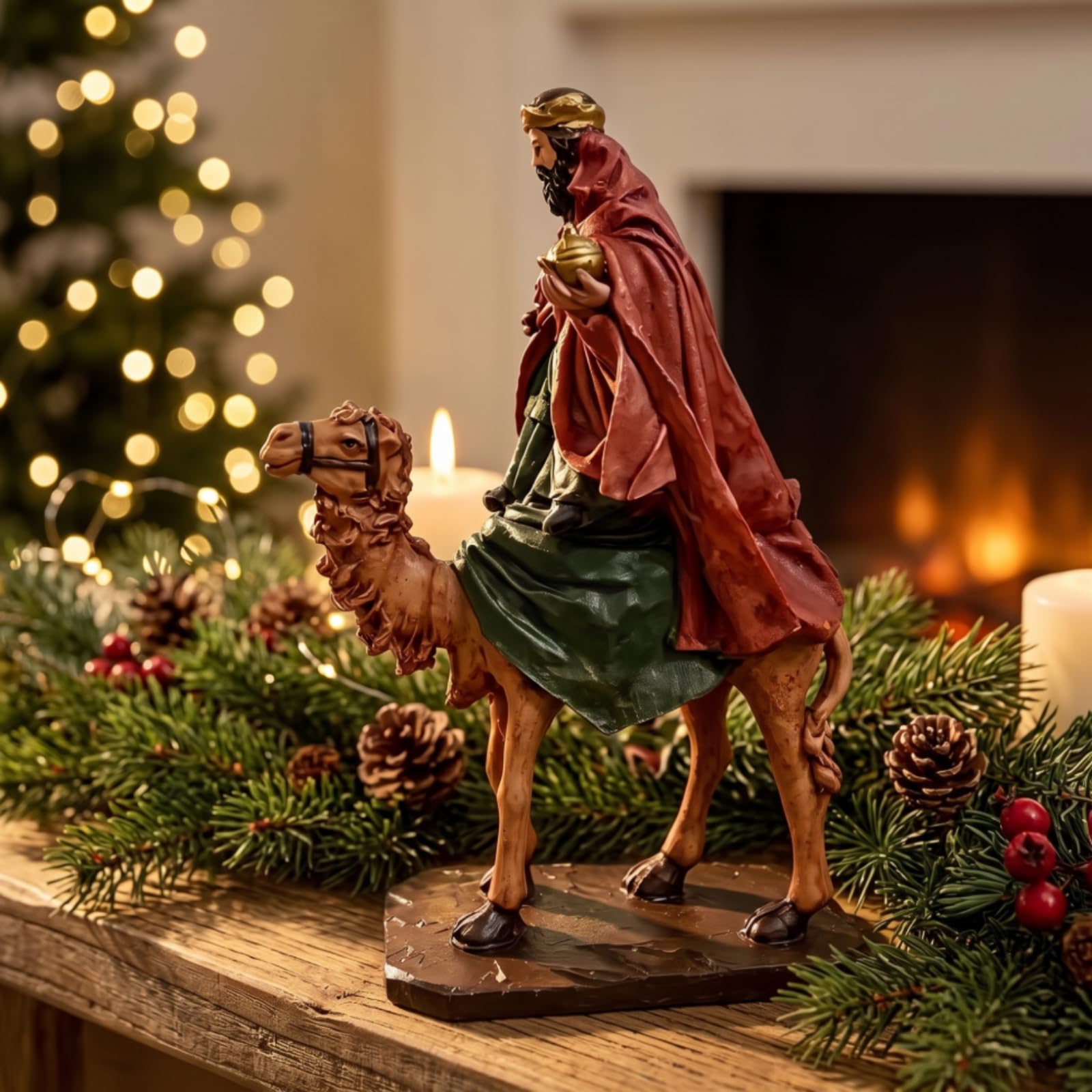 Milageto Realistisch Weihnachtsfigur mit Sockel