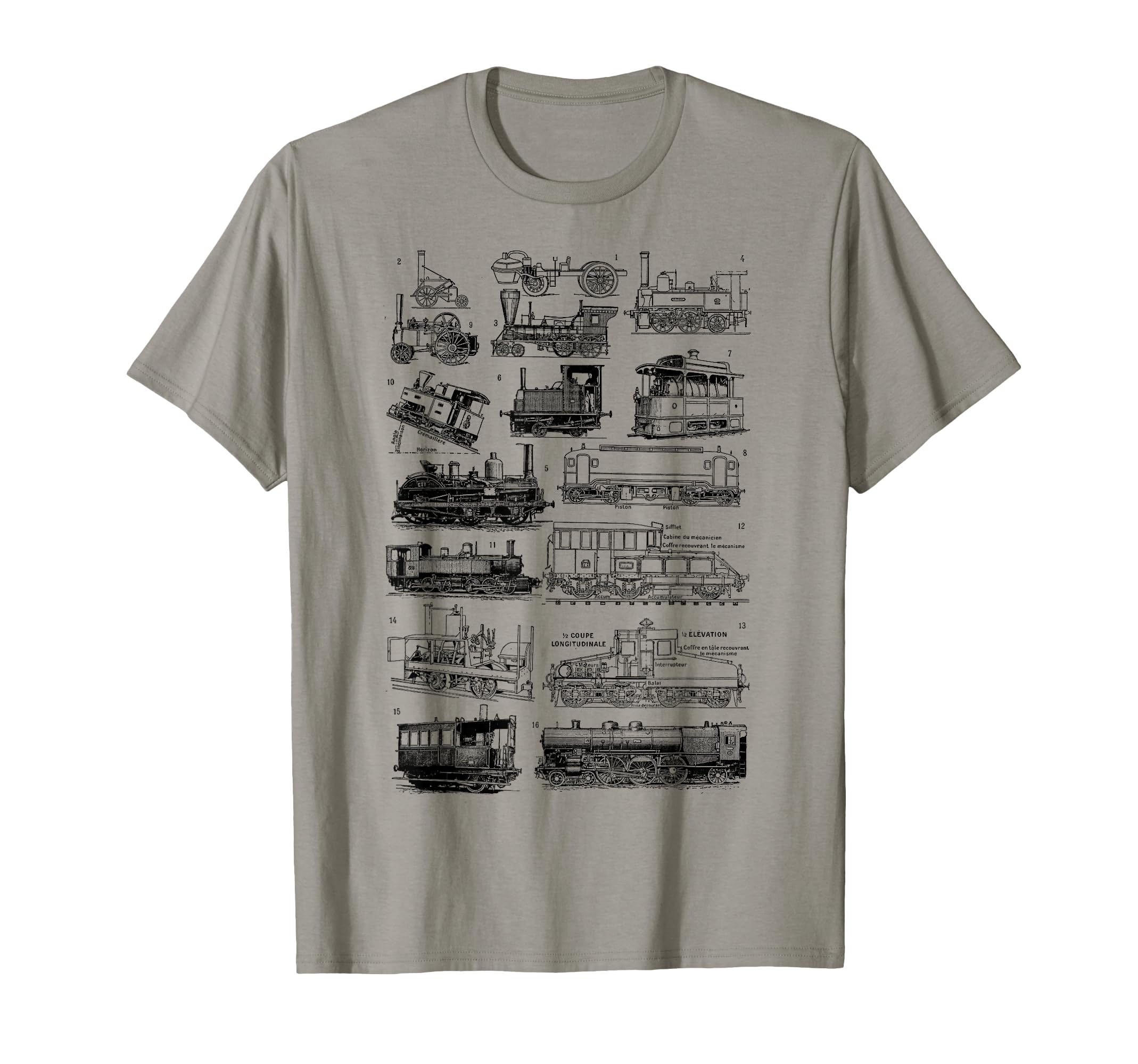 Steam Engine Train Steam Train Locomotive Vintage Chart T-Shirt