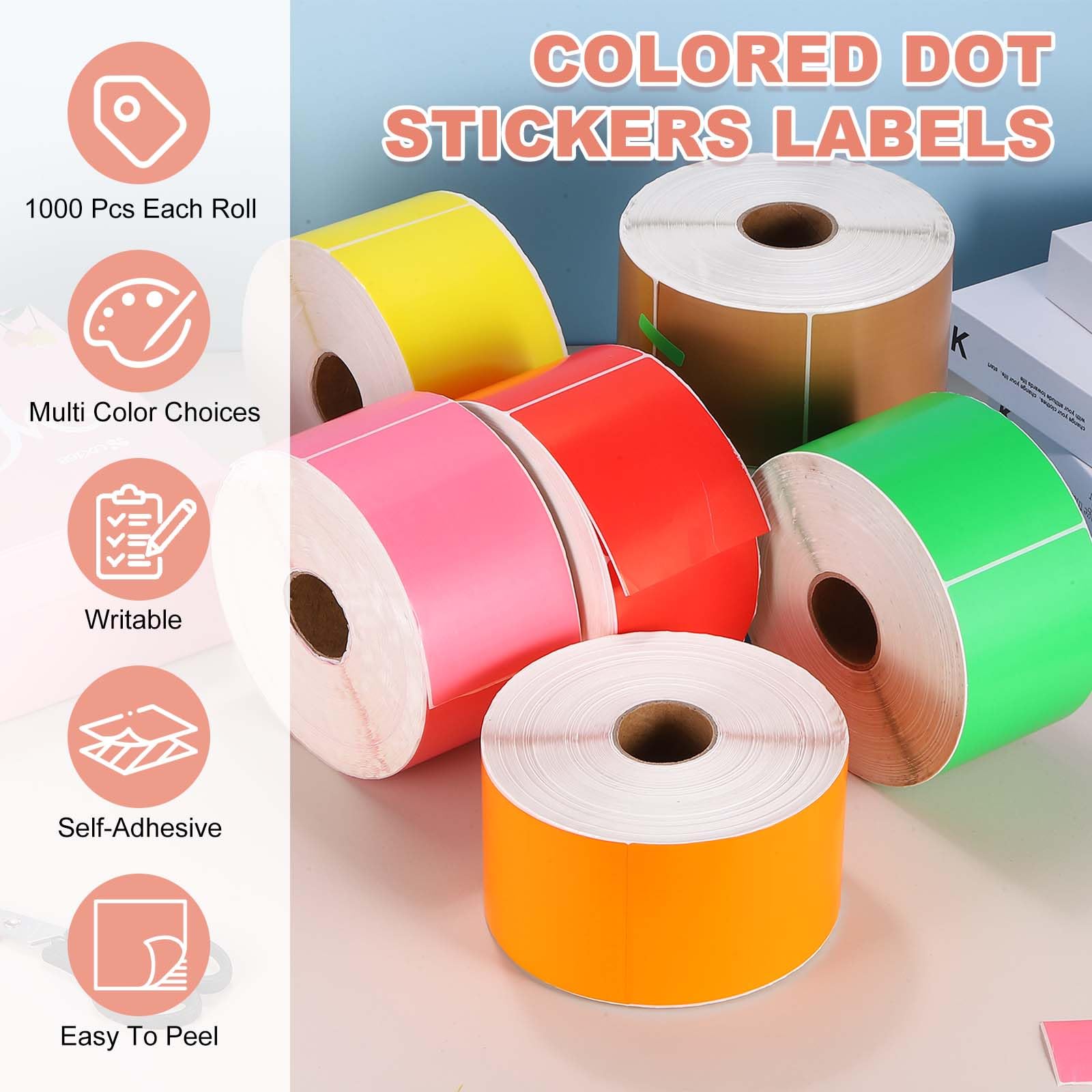 PATIKIL 1000 Pezzi Etichette Adesive Colorate 5x3 Pollici Etichette Rosso | Rettangolari, Per Codifica, Per Ufficio Gestione Inventario Aziendale, Per Inventario, Adesive