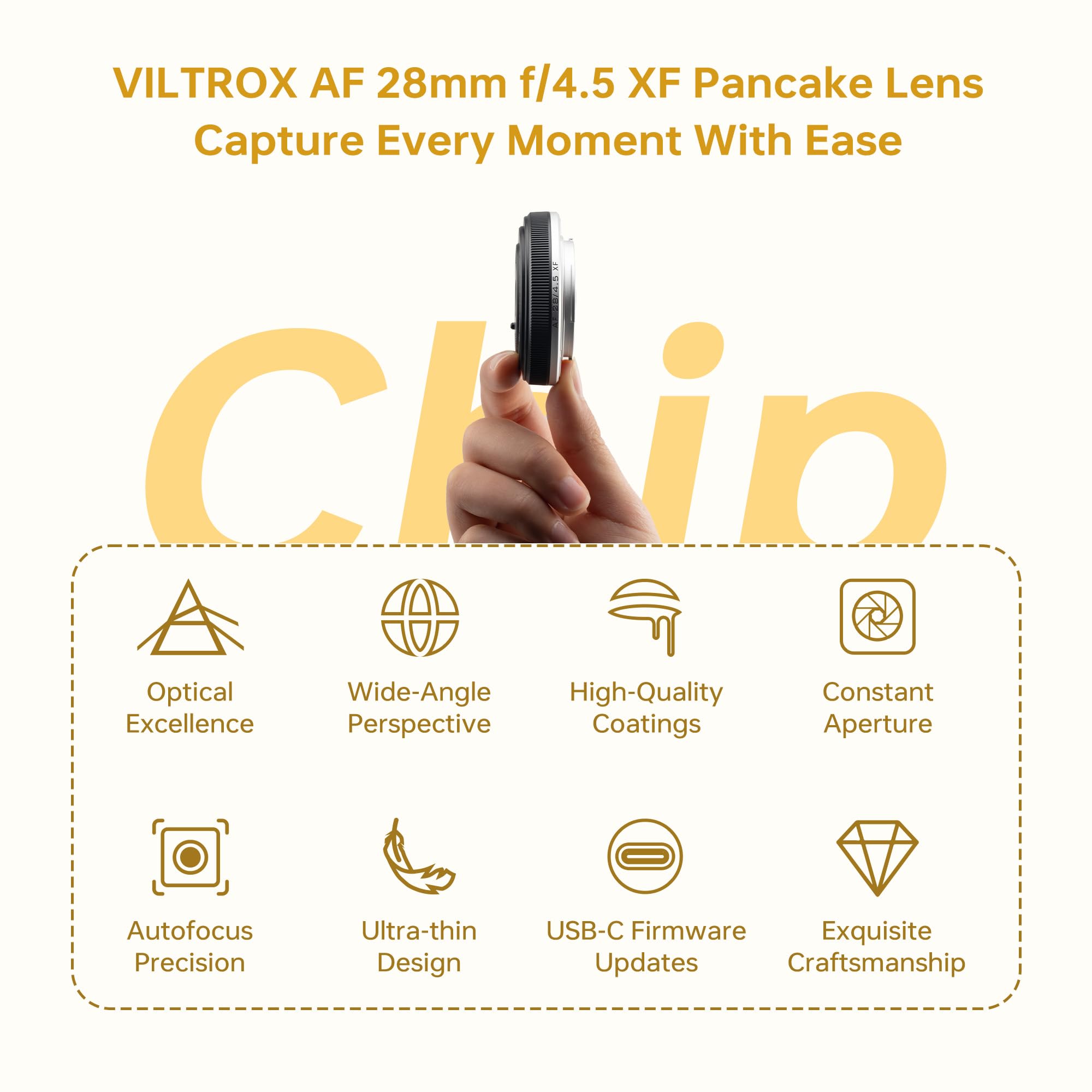 VILTROX 28mm f/4.5 F4.5 Pancake XF Obiettivo Autofocus Grandangolare Chips-Size Obiettivo Compatibile con Fotocamere Fujifilm X-Mount X-A1 X-A2 X-A3 X-A5 X-H1 X-T1 X-T100 X-PRO1 e altro