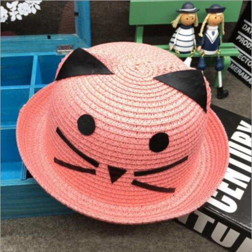 UKCREATIVE Wild cute cat children straw hat men and women baby straw sunhat