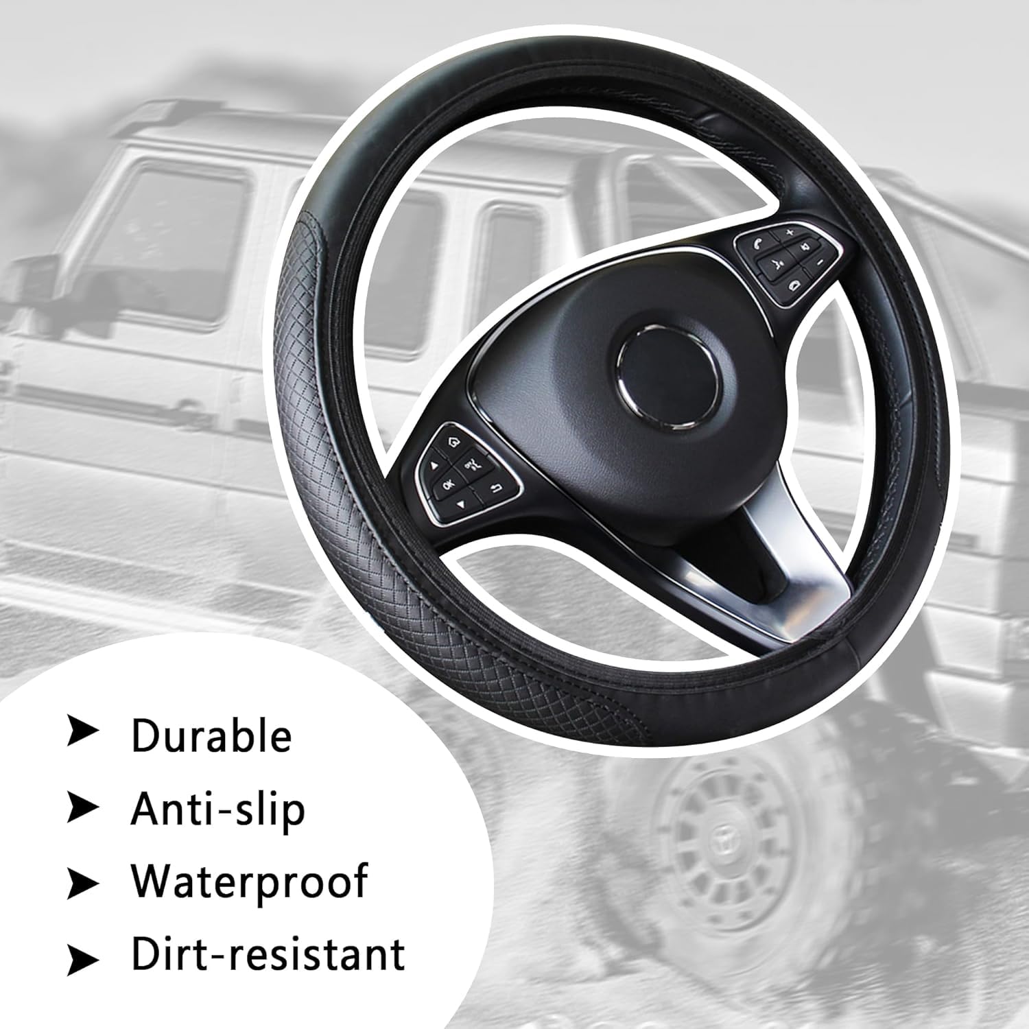 Coprivolante universale in pelle microfibra da 15 pollici, elastico traspirante e inodore, nero