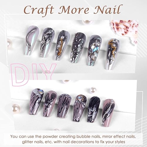 Miniatura 4 de Laza Polvo de uñas cromado, efecto espejo, polvo metálico, holográfico, brillantina, decoración de manicura, pigmento reflectante para bricolaje,