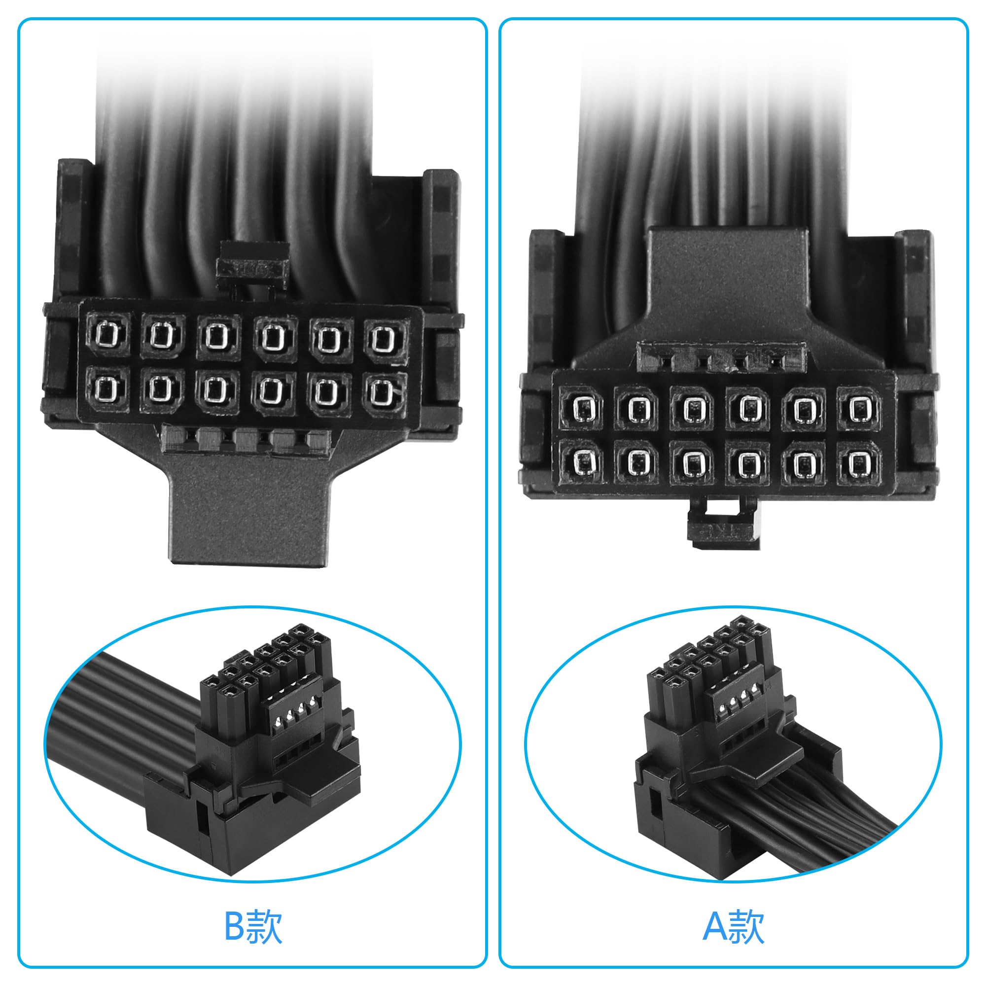CERRXIAN Cavo di prolunga ATX3.0 12VHPWR 1FT, PCI-e 5.0 12VHPWR ATX3.0 600W Cavo di alimentazione 16 pin femmina a maschio, per scheda grafica GPU 12+4 pin RTX 3090Ti 4070Ti 4080 4090 (Type A