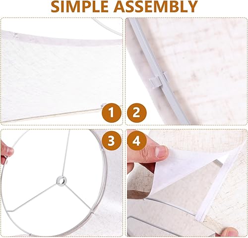 Miniatura 4 de MAGICLULU 1 juego de cortinas de lino para lámpara de tela de lino, cortinas de lámpara de lino natural, juego de pantallas para lámpara de mesa,