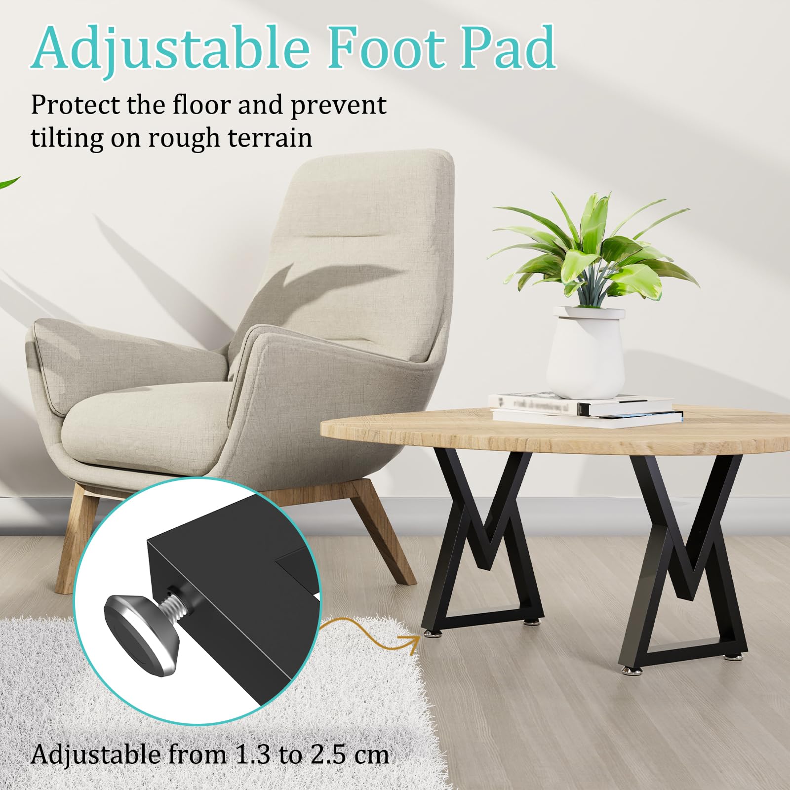 GUOHNHE Gambe Scrivania in Acciaio, Set di 2 Industriale DIY per Piedi per Tavolo, Base per Mobili Industriali, Può Sopportare un Carico di 500kg, V-Tipo, Nero, 41.5 x 30 x 7 cm, SGV001B