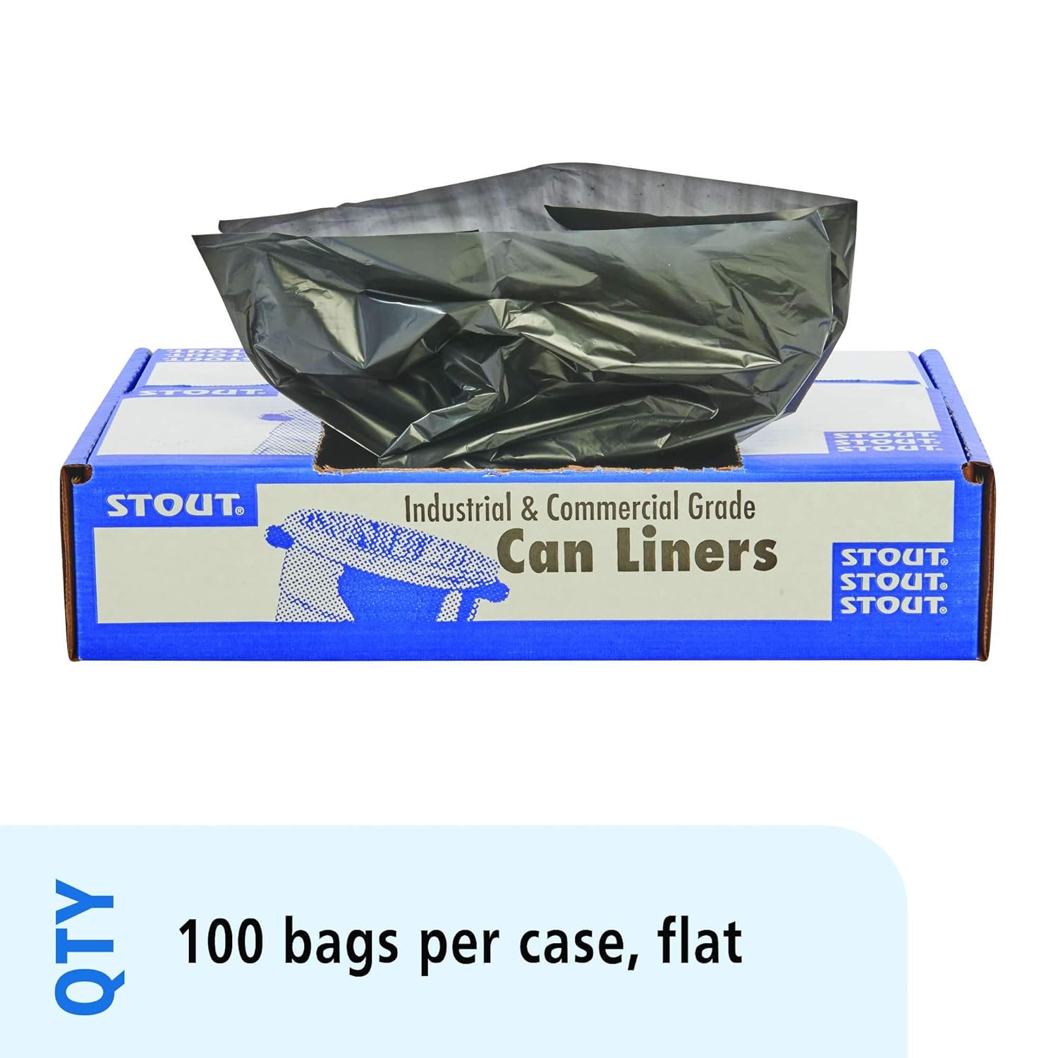 Stout by Envision Commerical 33 Gallon Can Liners - 100 Bags - 1.3 mil Heavy Duty Industrial 100% Recycled Puncture & Tear Resistant Garbage Trash Bags : Industrial & Scientific