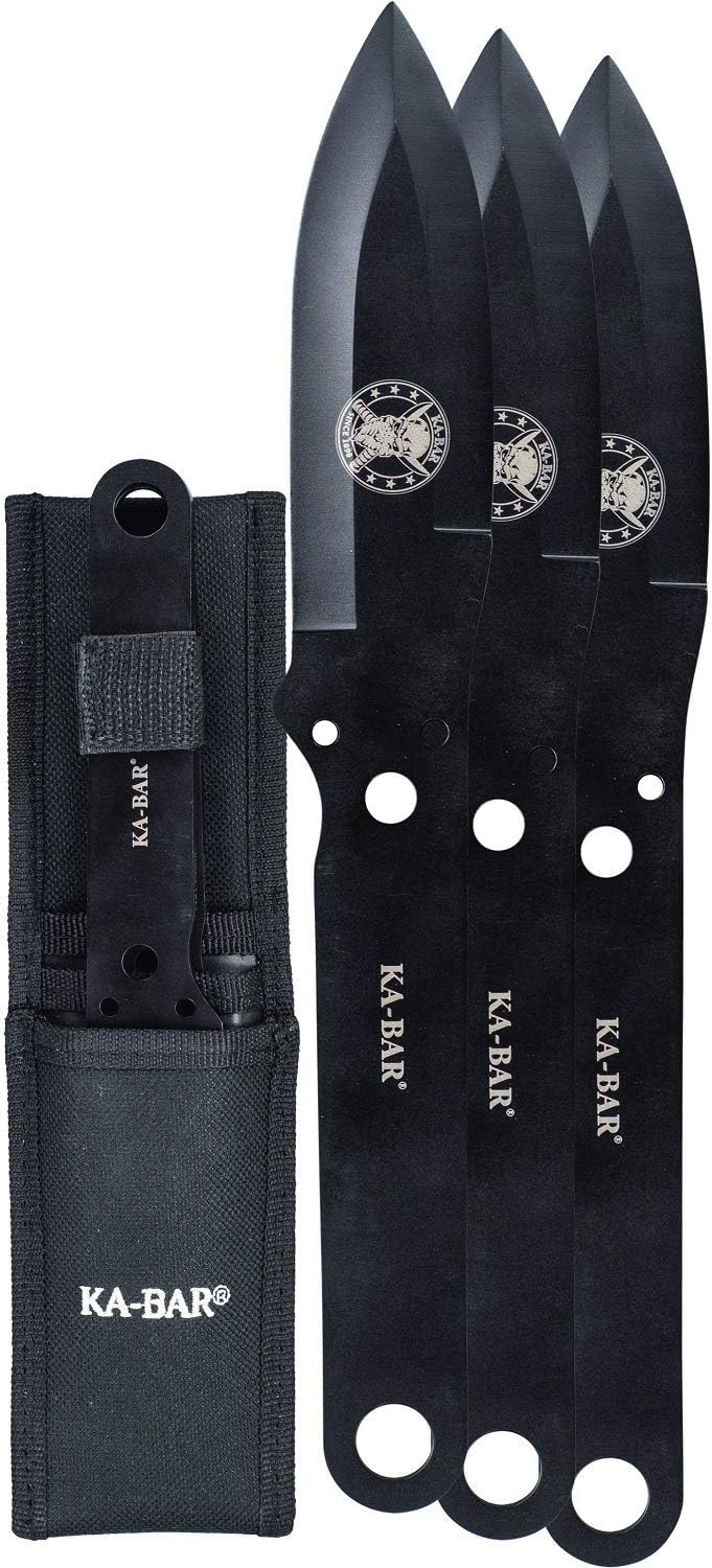 KA-BAR Throwing Knife Set with Sheath 3 Pcs , Black