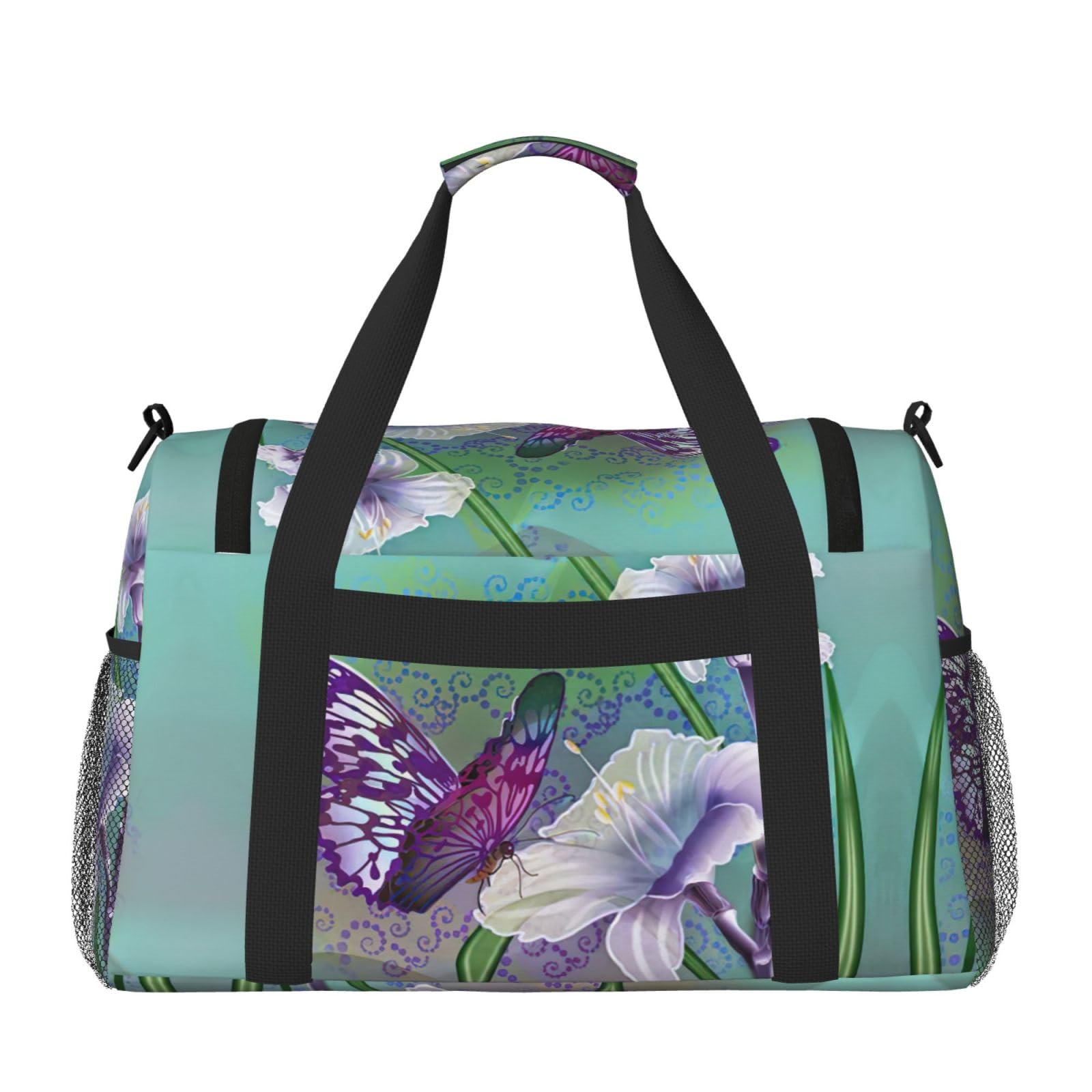 Lilie i motyl torba na ramię kobiety mężczyźni podróżna torba crossbody torebka torba na ramię torebki robocze codzienna torba hobo