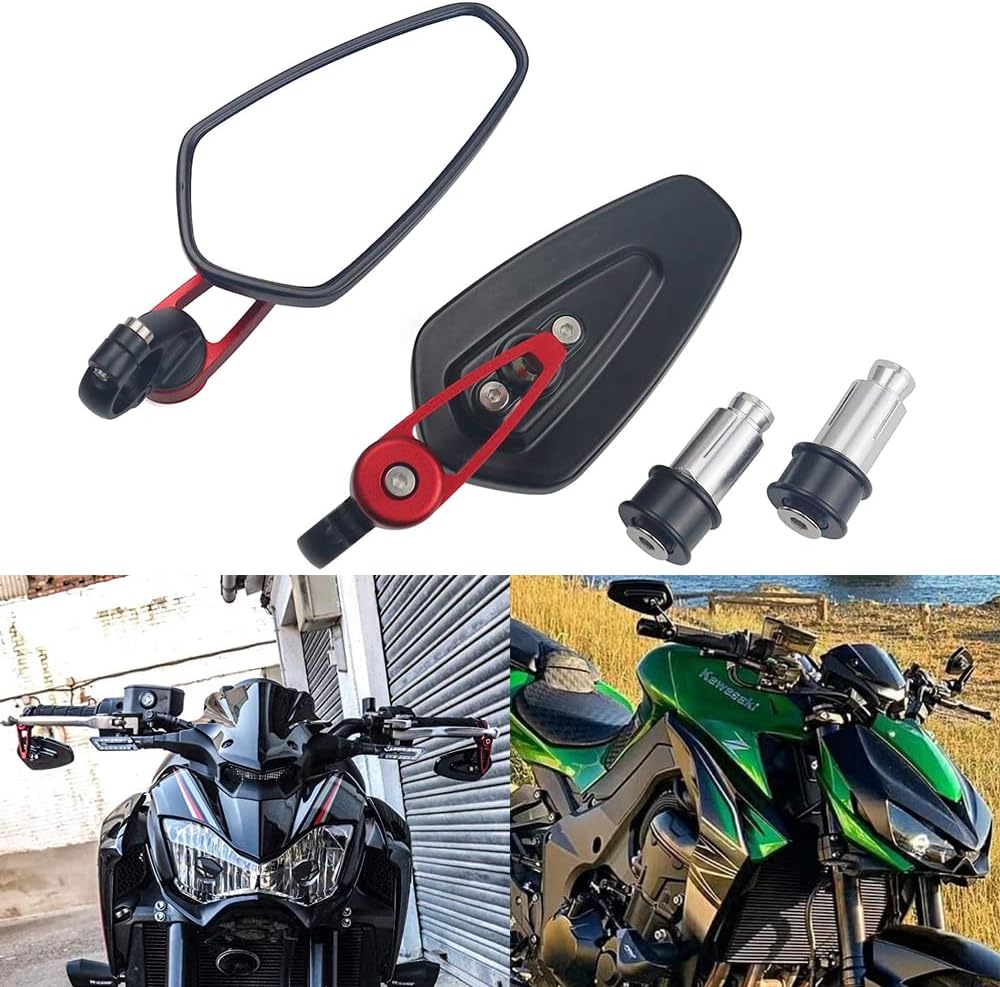 Universal 7/8" 22mm Handle Bar End Side Rearview Mirrors for Racing Sports Bike Scooter Honda Yamaha