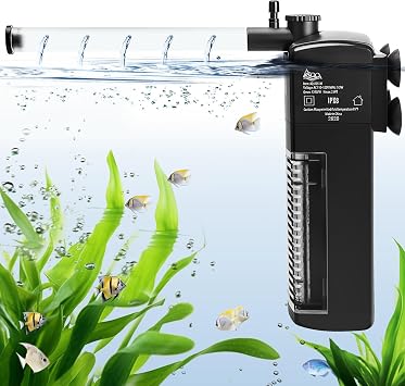 AQQA Aquarium Filter Adjustable Aquarium Internal Filter 8.5 W Aquarium Internal Filter with 650 L/H Water Pump for Aquarium of up to 300 L