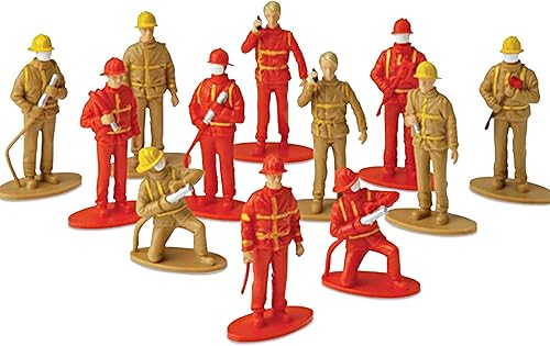 ArtCreativity Mini figuras de bombero de 2.5 pulgadas para niños, juego de 12 figuras de juguetes de bomberos independientes, recuerdos de fiesta de