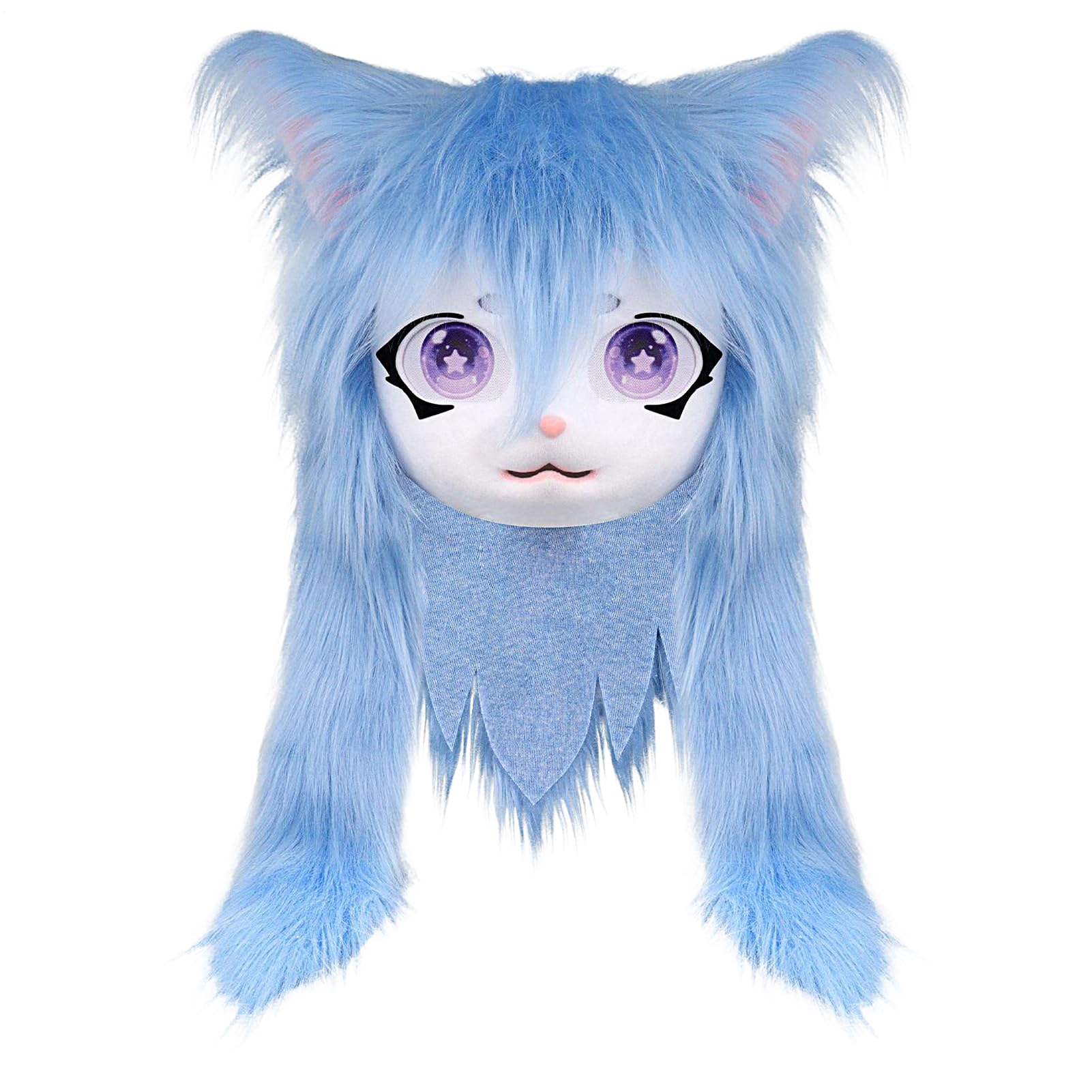 Furry Head - Maska zwierzęcia kota do realistycznego wyglądu kostiumów, akcesoria cosplay z teatrem i na imprezę, maskarada i rekwizyt na Halloween na konwencje anime, imprezy kostiumowe, 23,62